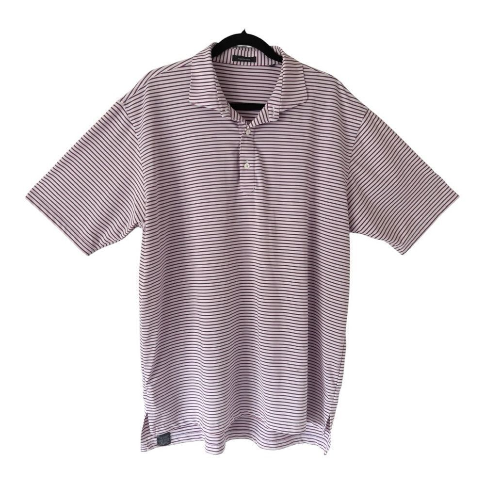 Turtleson Mens Short Sleeve Red White Blue‎ Striped Golf Polo Shirt Extra Large